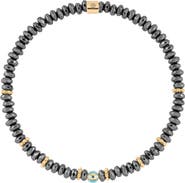 Karma and Luck Hematite Evil Eye Beaded Women's Charm Bracelet - Earth Guardian