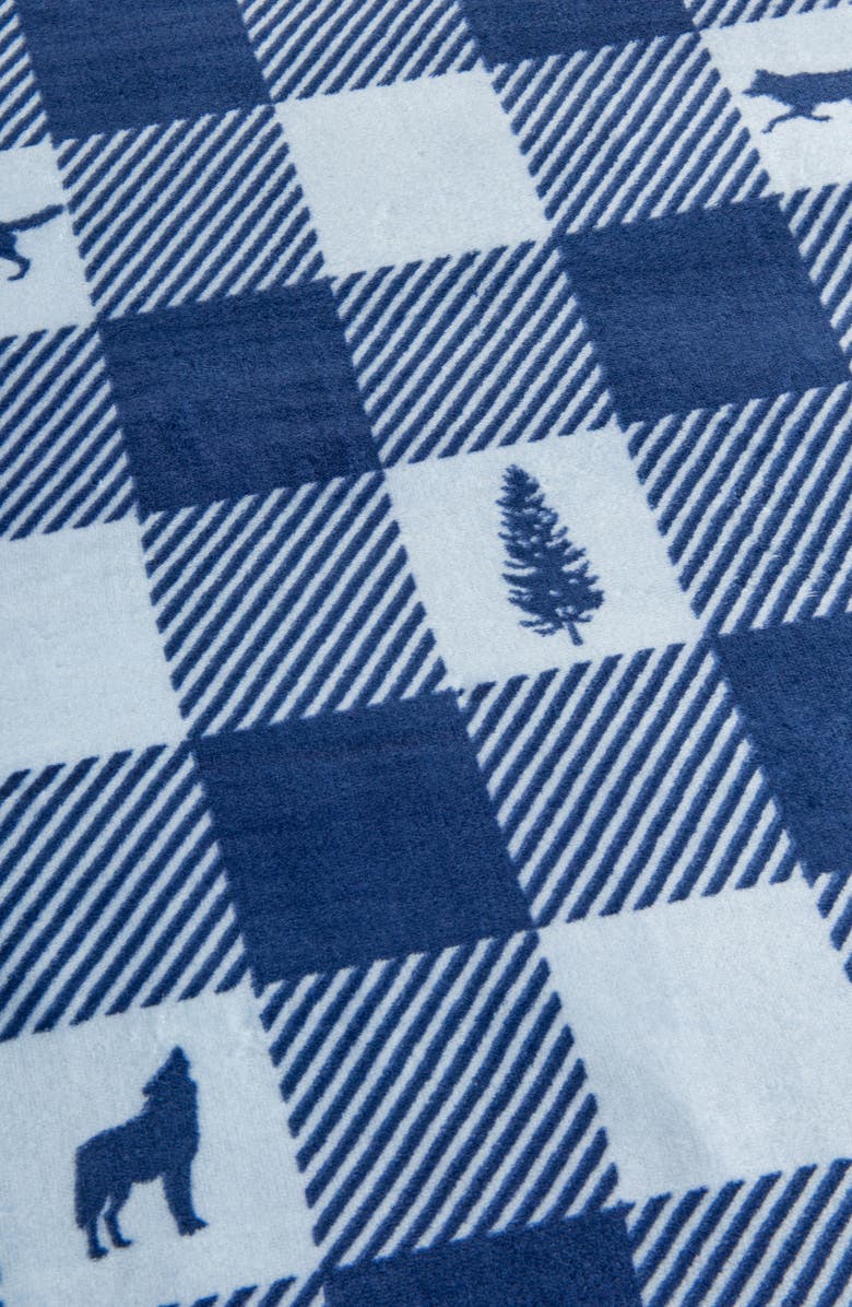 Woven & Weft Logde Plaid Print Reversible Faux Shearling Throw Blanket, Alternate, color, Buffalo Check Lodge