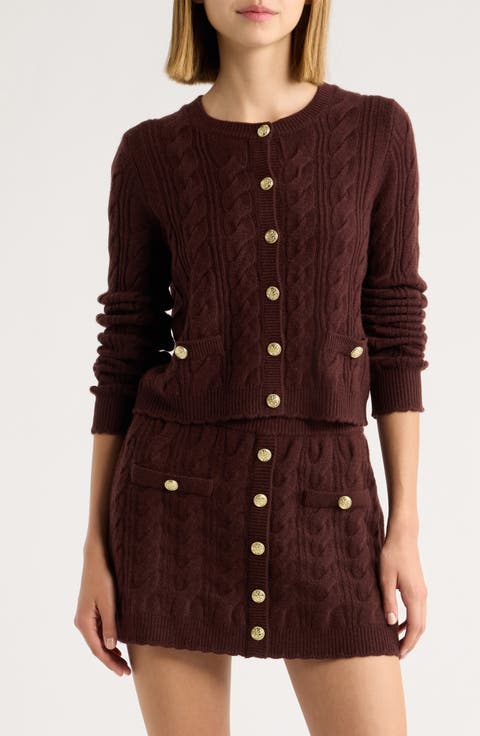 Eugenie Cable Knit Wool & Cashmere Cardigan