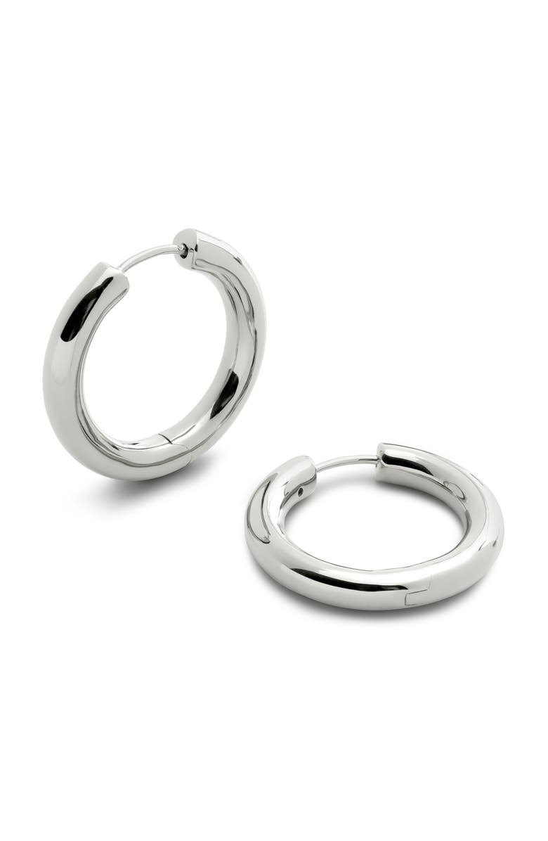 Monica Vinader Medium Essential Tube Hoop Earrings, Main, color, Sterling Silver