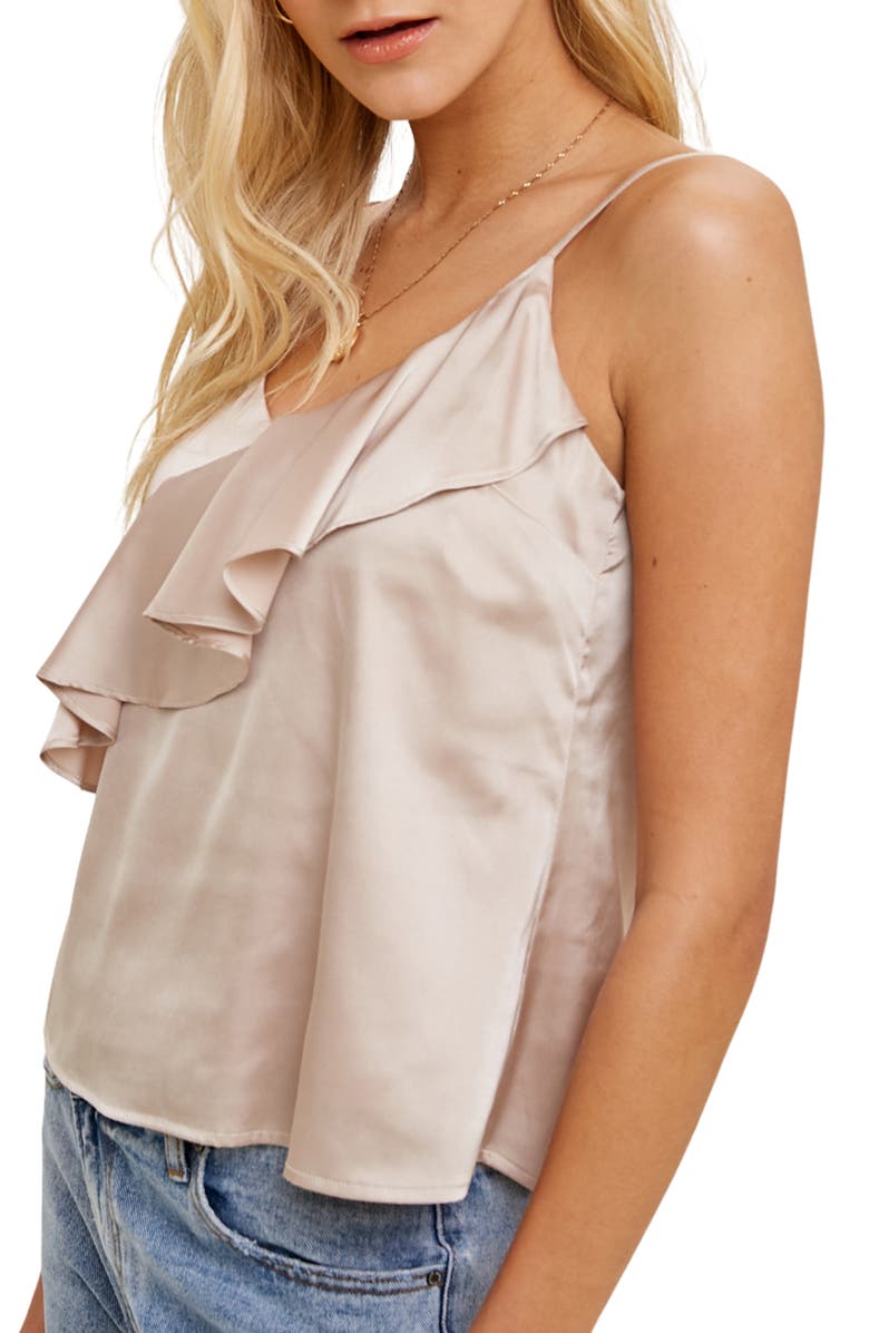 WISHLIST Ruffle Satin Cami, Alternate, color, Champagne