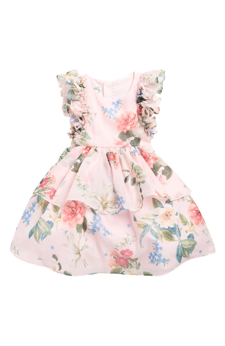 Pippa & Julie Kids' Floral Ruffle Fit & Flare Party Dress, Main, color, Pink