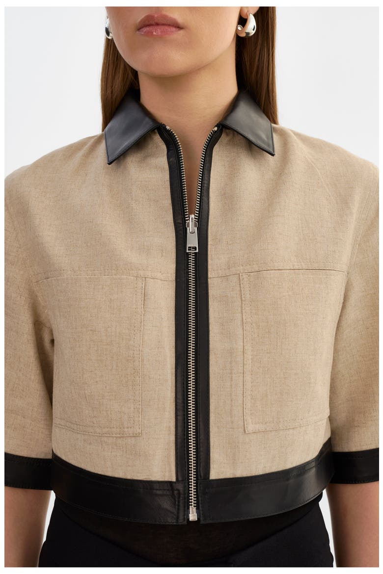 Caprice | Short Sleeve Jacket, Alternate, color, Black/Beige