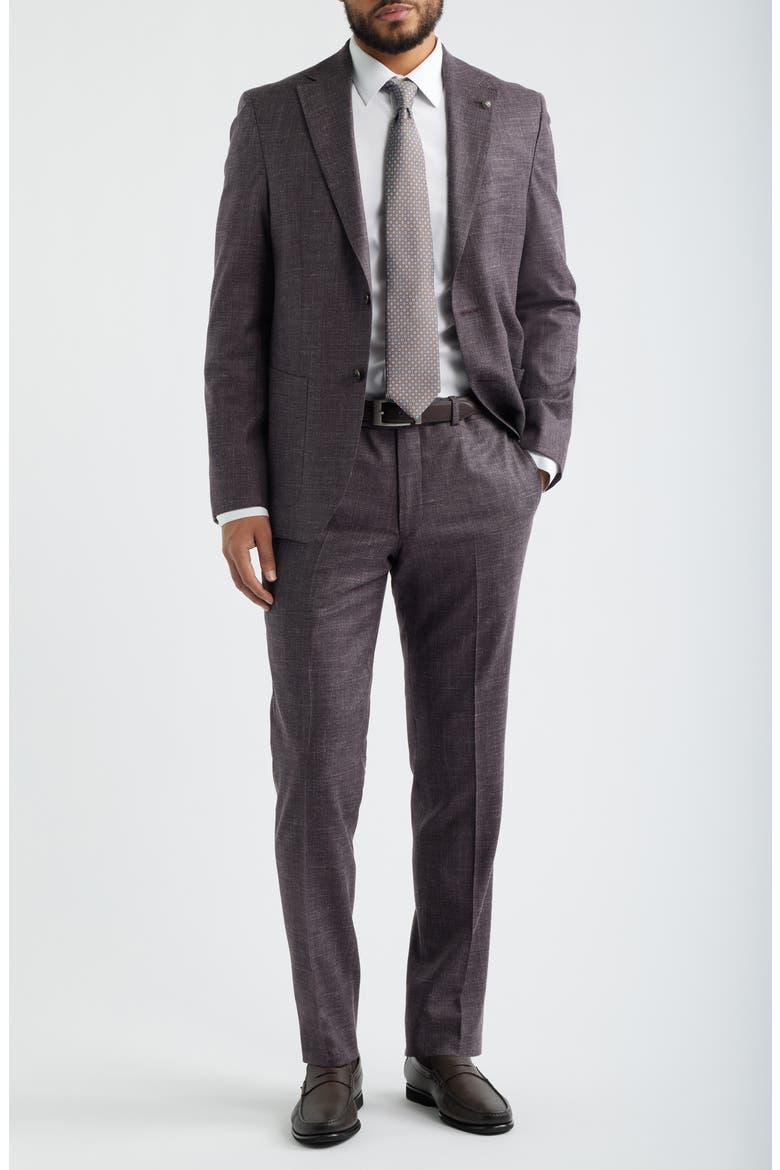 Midland Contemporary Fit Mauve Slub Woll Blend Suit, Main, color, MAUVE