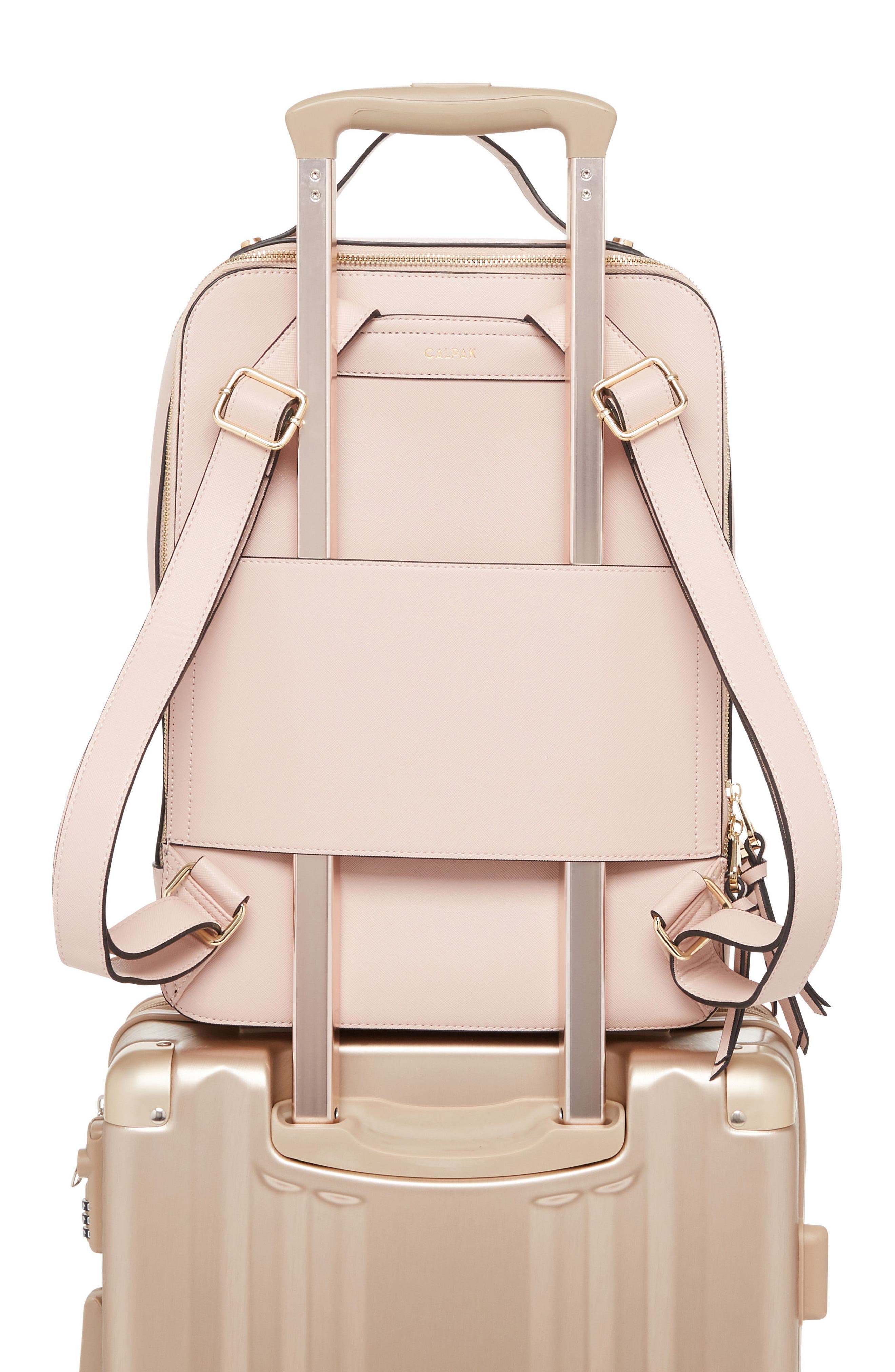 Kaya Faux Leather Laptop Backpack, Alternate, color, BLUSH PINK