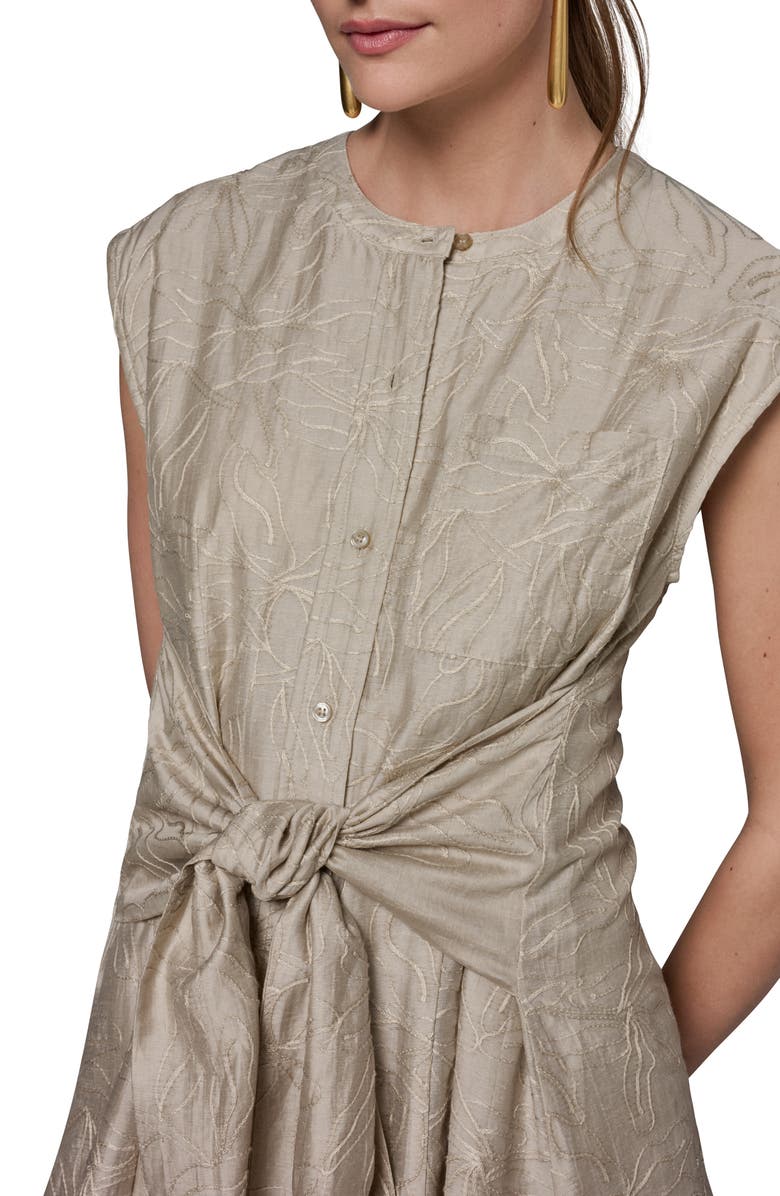 Donna Karan New York Embroidered Handkerchief Hem Midi Dress, Alternate, color, Tuscan Grey