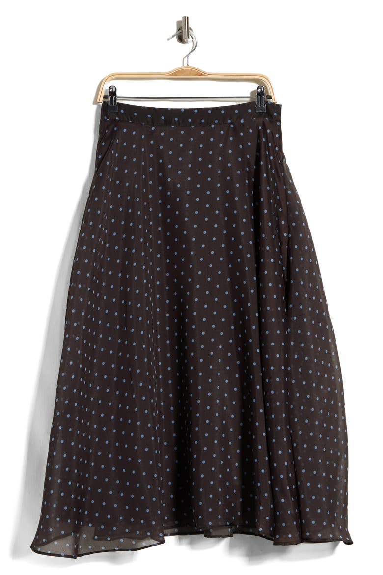 Polka Dot Maxi Skirt, Main, color, CHOCOLATE/ BLUE DOT