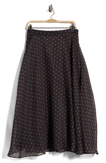 Elie Elie Tahari Polka Dot Maxi Skirt In Chocolate/ Blue Dot