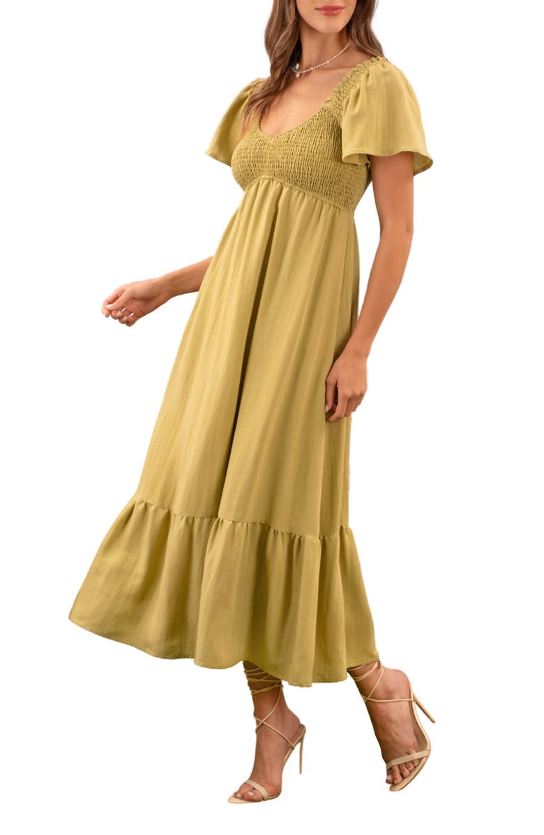 AUGUST SKY Short Sleeve Midi Dress, Alternate, color, Kiwi