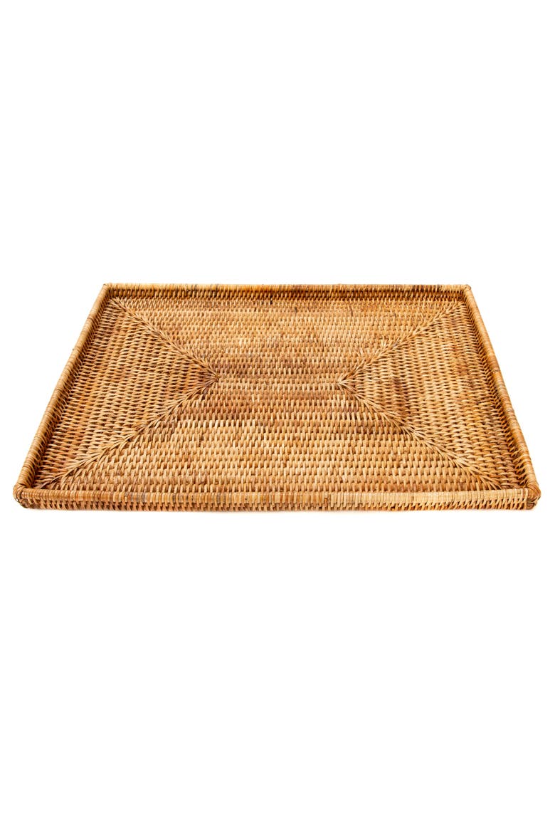 Artifacts Rattan Rectangular Flat Tray, Main, color, Honey Brown