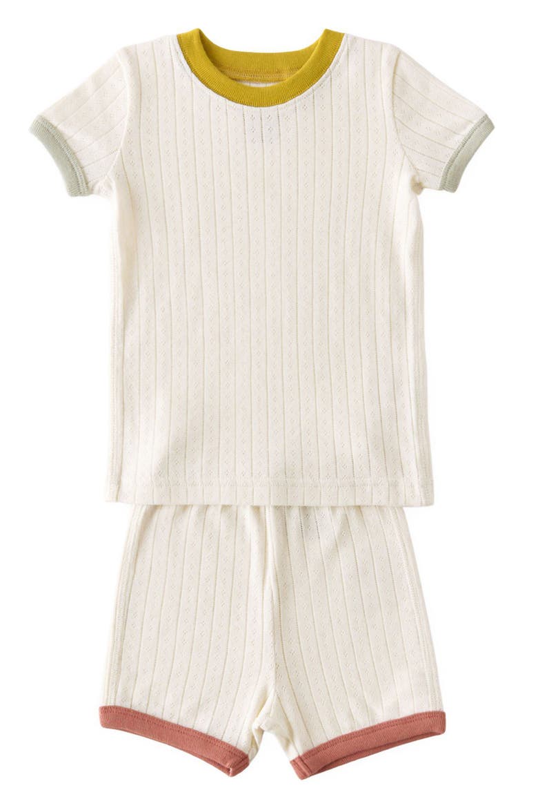 Kids' Pointelle Organic Cotton Fitted Two-Piece Short Pajamas, Main, color, RAINBOW