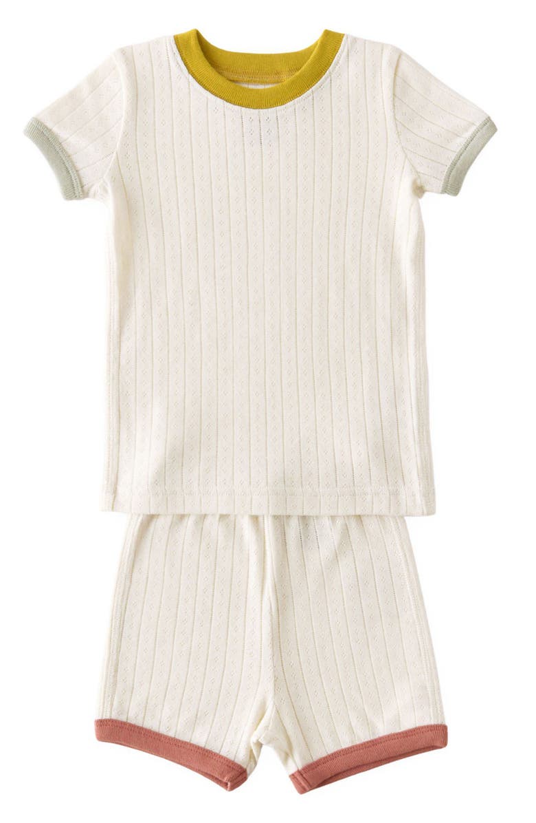 Pehr Kids' Pointelle Organic Cotton Fitted Two-Piece Short Pajamas, Main, color, Rainbow
