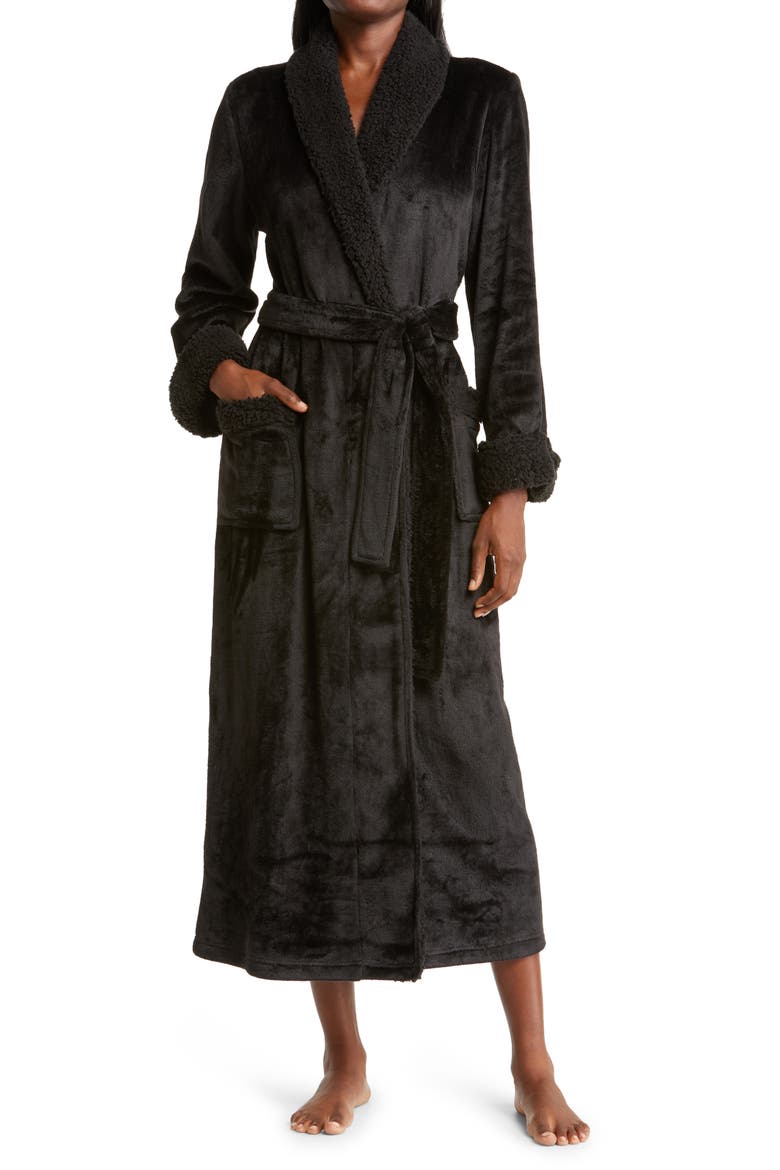 Plush Robe, Main, color, BLACK