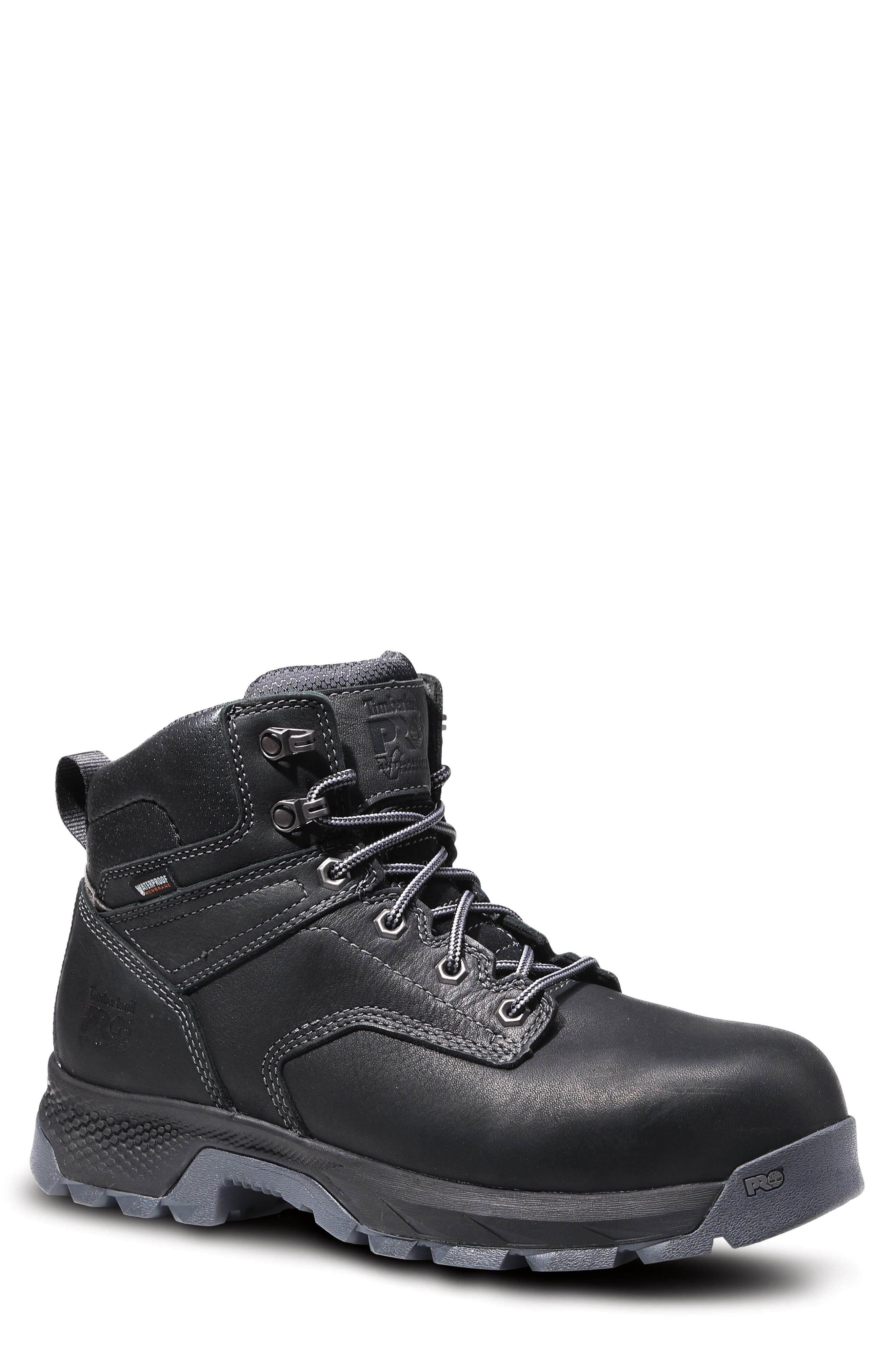 Timberland TiTAN EV 6" Waterproof Composite Toe Work Boot, Main, color, Black