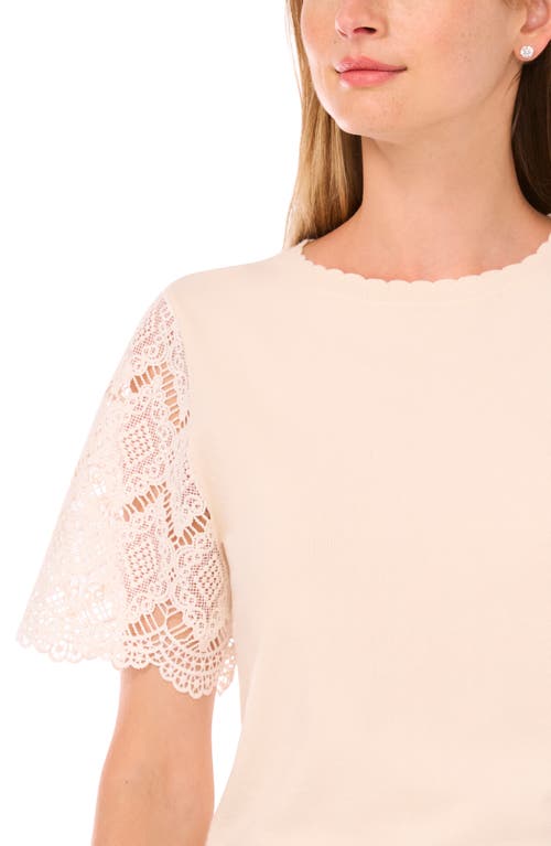 Ted Baker Lace Short Sleeve Sweater In Neutral