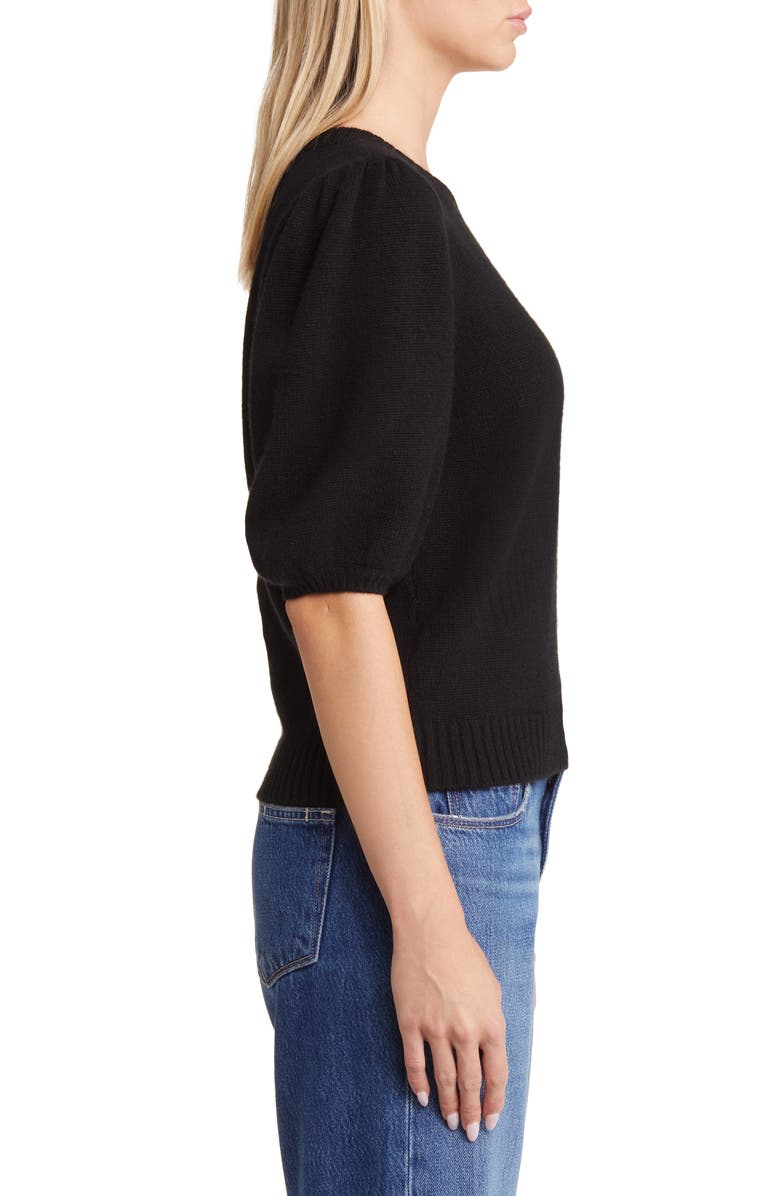 PAIGE Lucerne Puff Sleeve Recycled Cashmere Blend Sweater, Alternate, color, Black