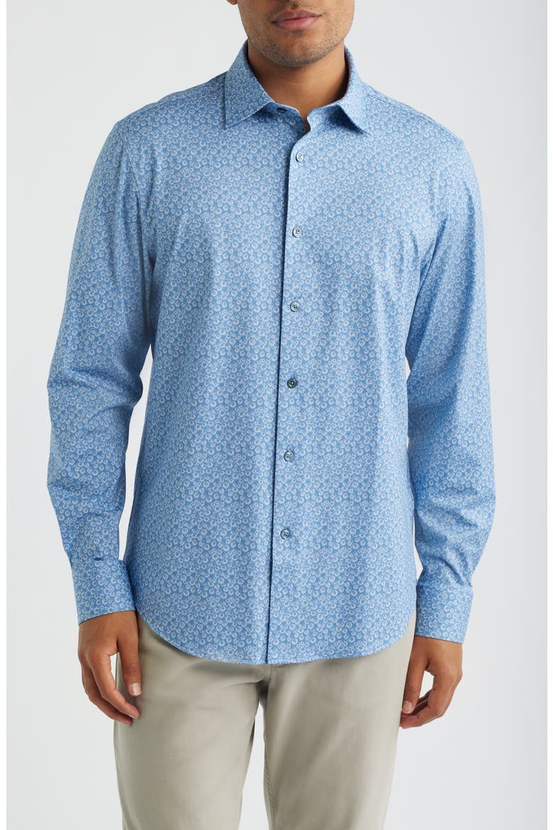 Jimmy OoohCotton® Bubble Print Button-Up Shirt, Main, color, COBALT