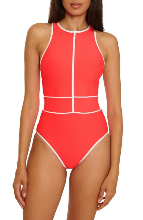 Bali Boho Contrast Binding One-Piece Swimsuit