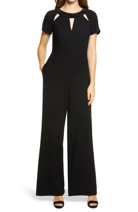 Embellished Cutout Crepe Jumpsuit