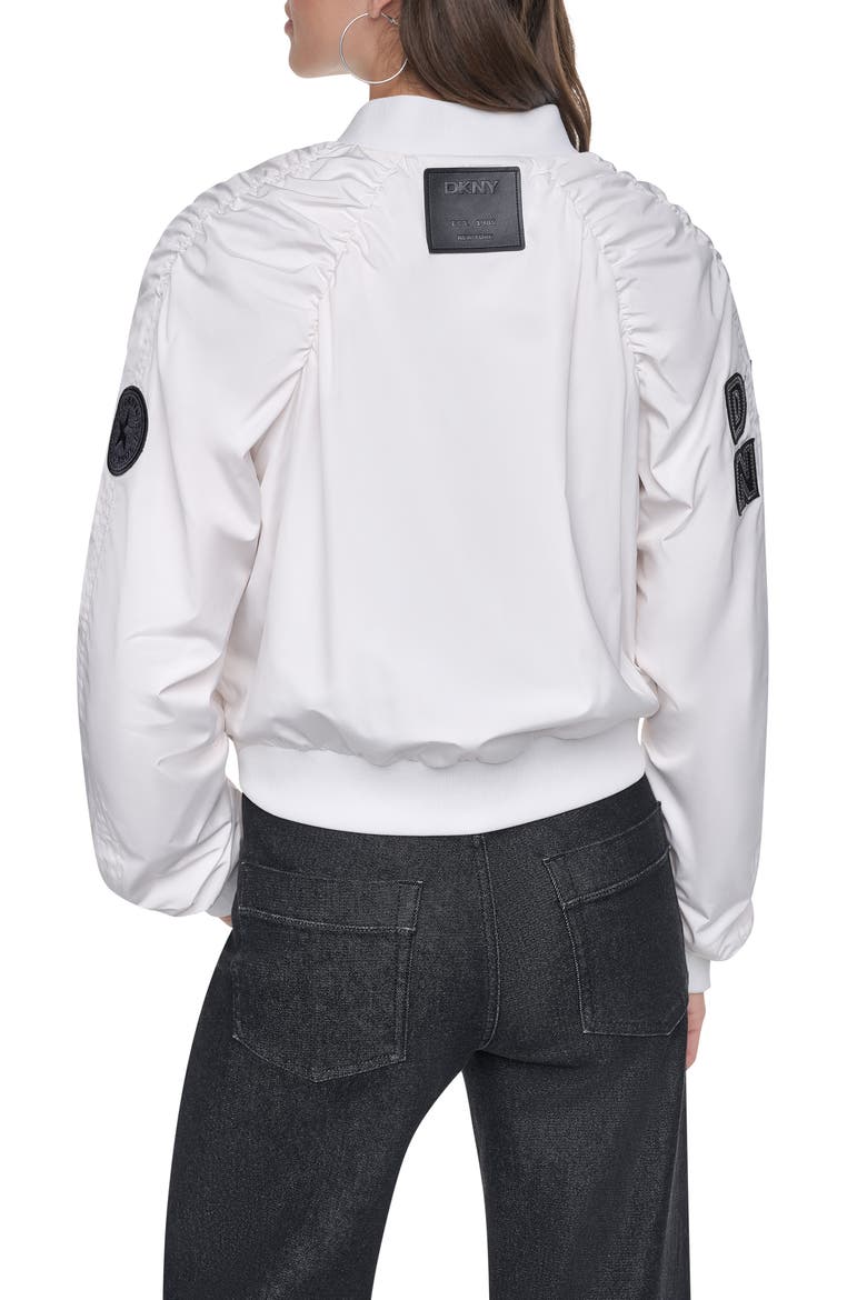 Ruched Pins & Patches Bomber Jacket, Alternate, color, IVORY
