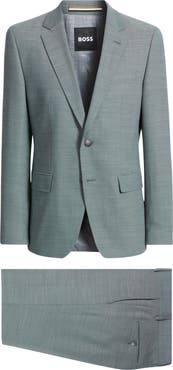 BOSS Huge Slim Fit Slub Mélange Suit