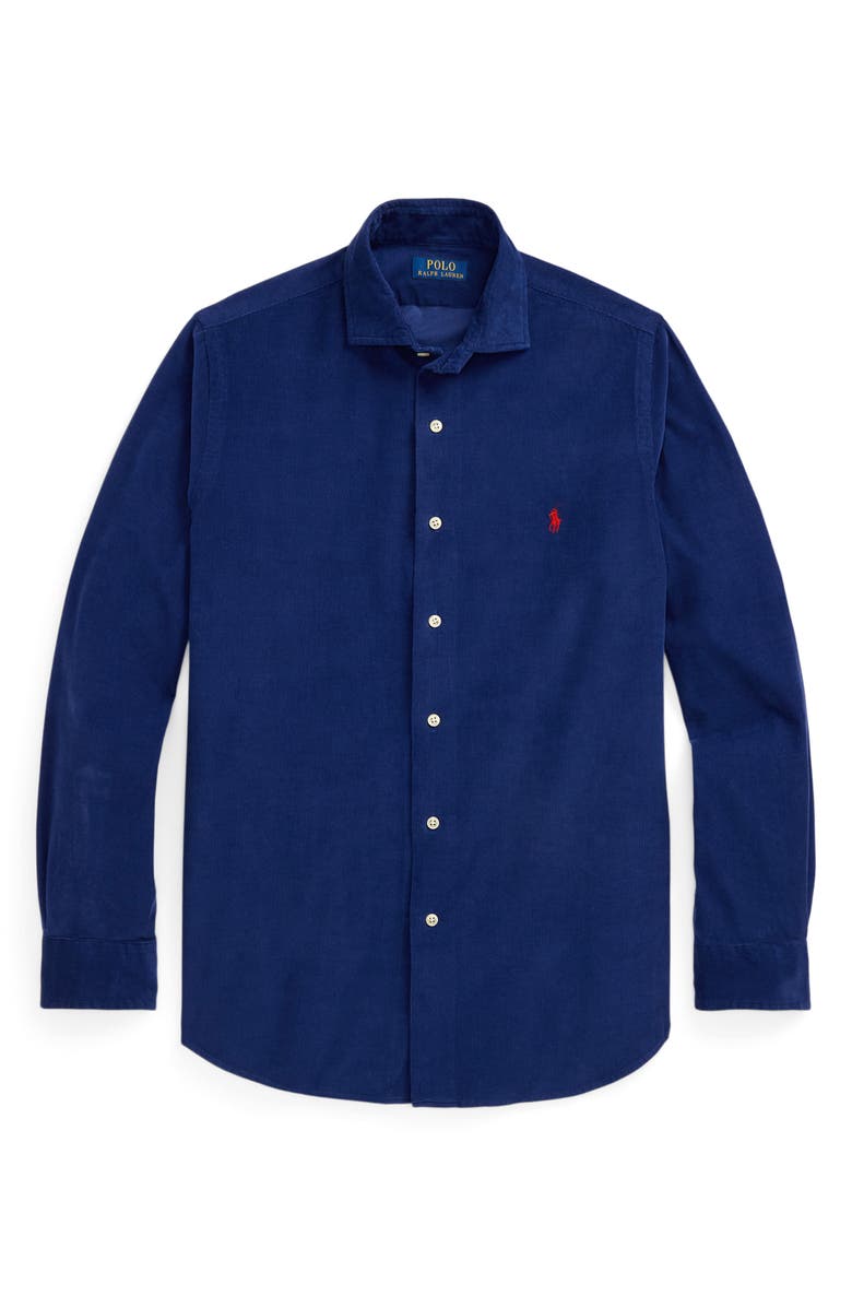 Polo Ralph Lauren Classic Fit Solid Cotton Corduroy Button-Up Shirt, Alternate, color, Freshwater