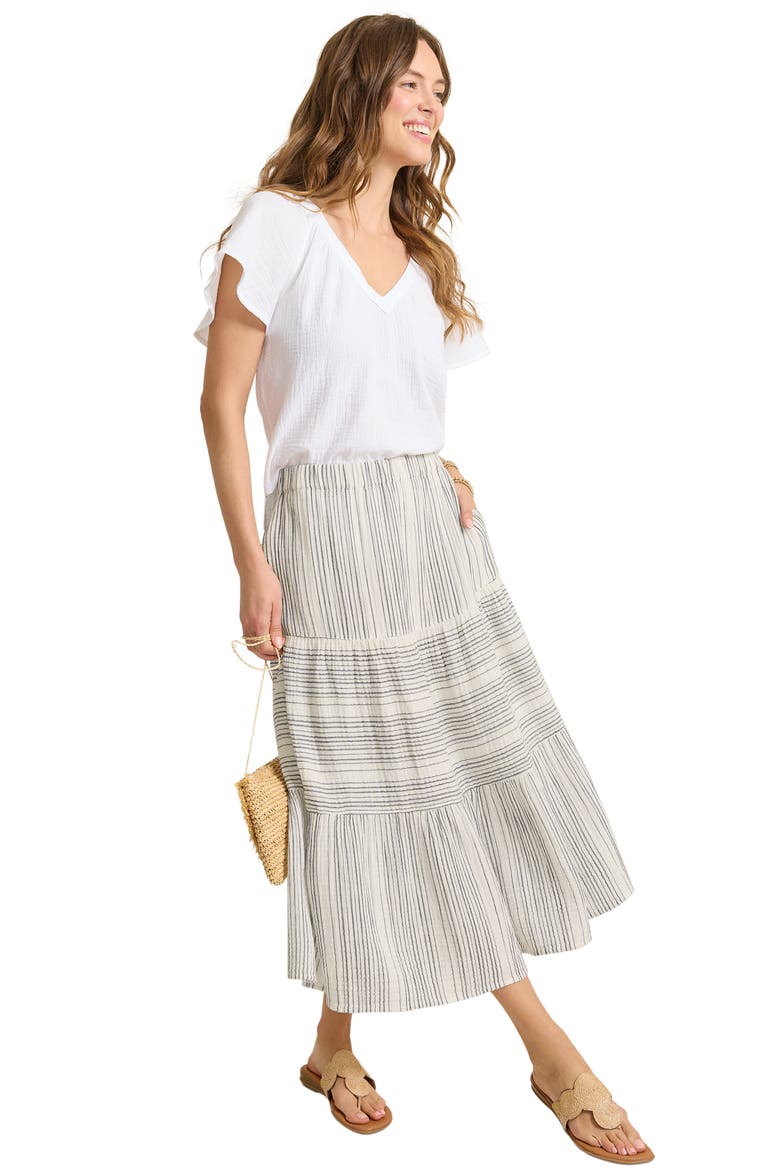 Luminous Tide Cotton Tiered Midi Skirt, Alternate, color, COASTLINE