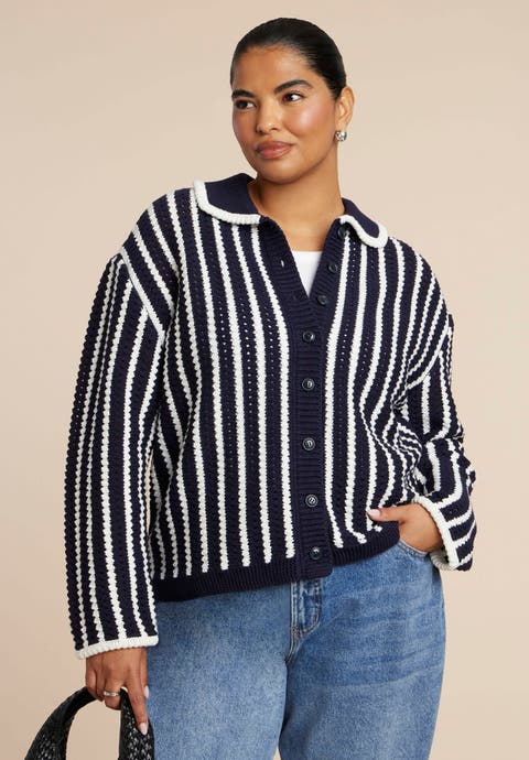 Striped Cardigan (Plus Available)