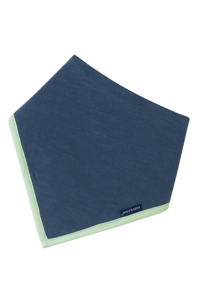 Andy & Evan Graphic Print Cotton Romper & Bib Set, Alternate, color, Navy