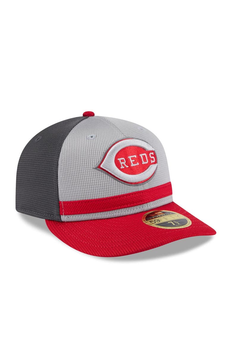 New Era Men's New Era  Gray/Red Cincinnati Reds 2025 Batting Practice Low Profile 59FIFTY Fitted Hat, Alternate, color, 