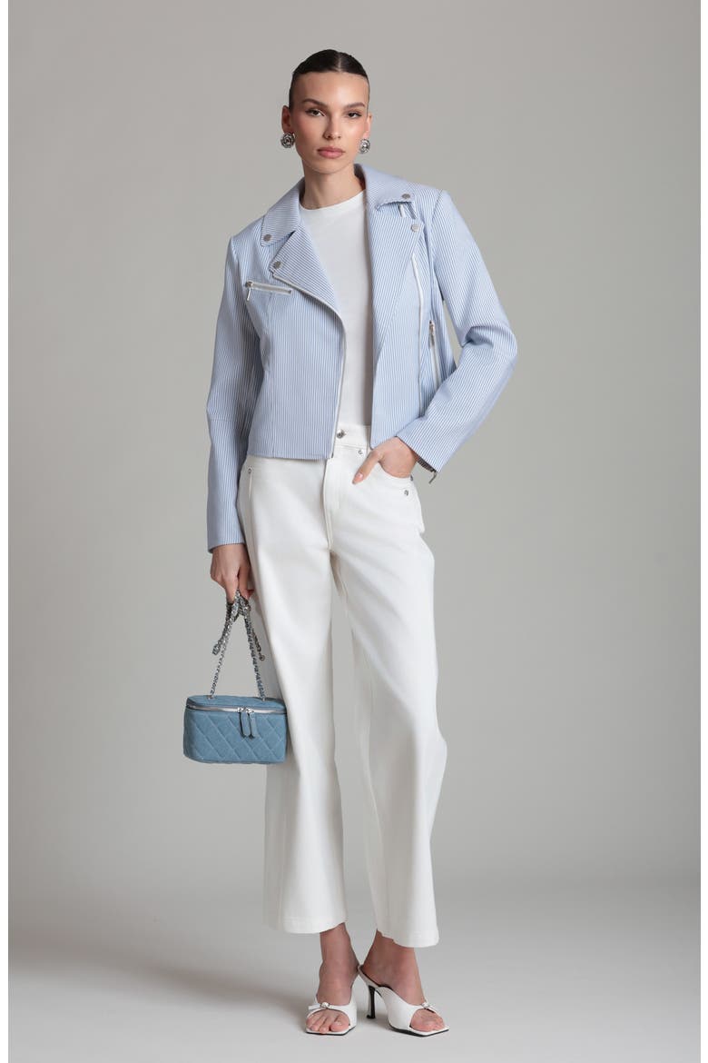 Stripe Moto Jacket, Alternate, color, BLUE WHITE STRIPE