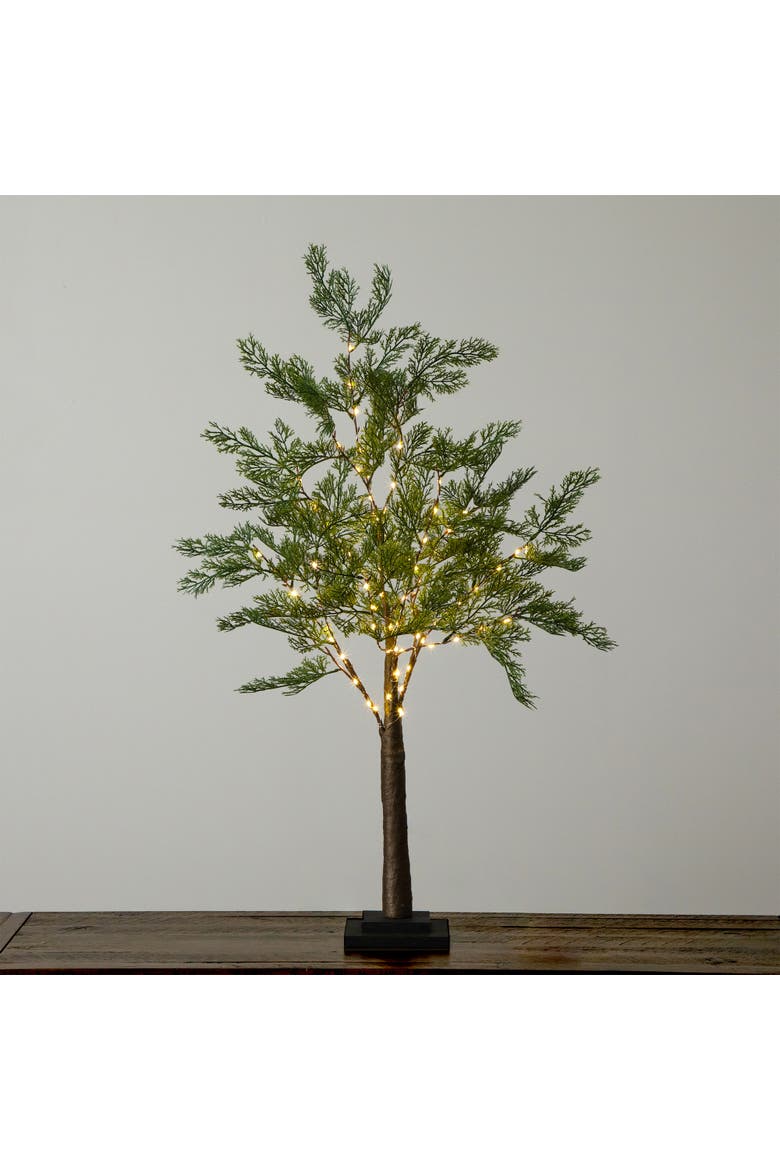 3-ft Lighted Artificial Cypress Tree with 120 Warm White LED Lights, Alternate, color, Green