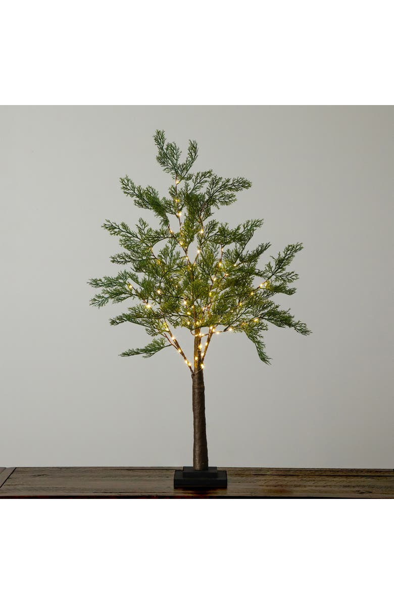 NEARLY NATURAL 3-ft Lighted Artificial Cypress Tree with 120 Warm White LED Lights, Alternate, color, Green