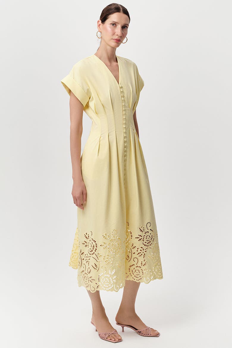 Emrick V Neck Short Sleeve Midi Dress, Alternate, color, Yellow