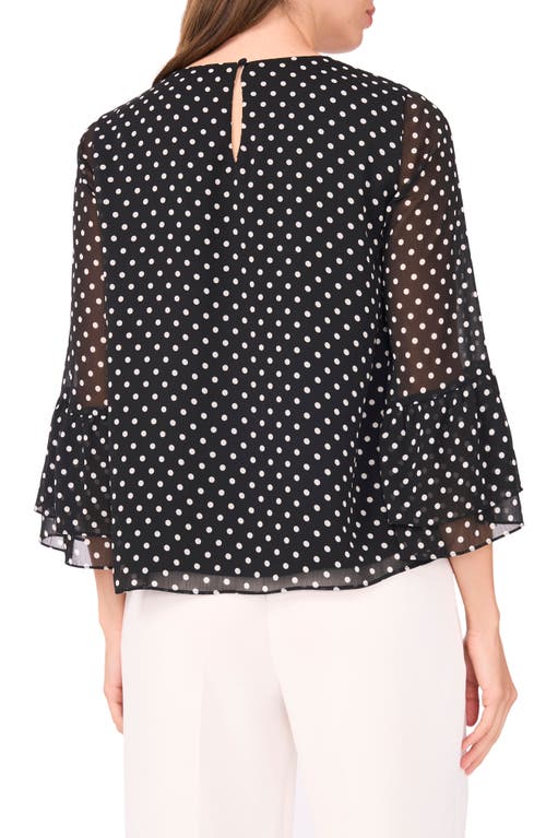 Halogenr Halogen(r) Polka Dot Ruffle Cuff Top In Black