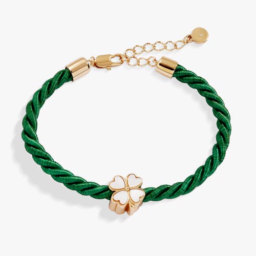 Alex And Ani Four Leaf Clover Cord Bracelet In Green