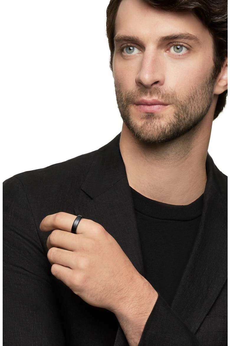 'Streamline' Band Ring, Alternate, color, BLACK TITANIUM/ SILVER