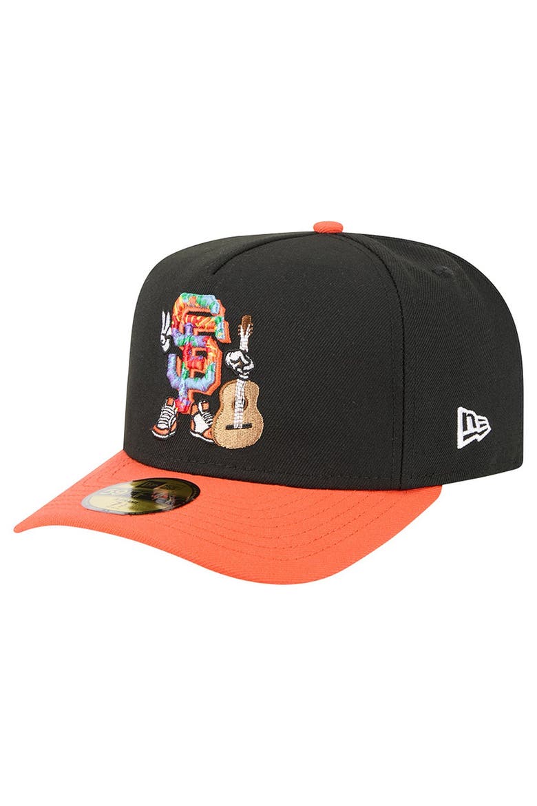 Men's New Era Black/Orange San Francisco Giants Cartoon A-Frame 59FIFTY Fitted Hat, Alternate, color, Black