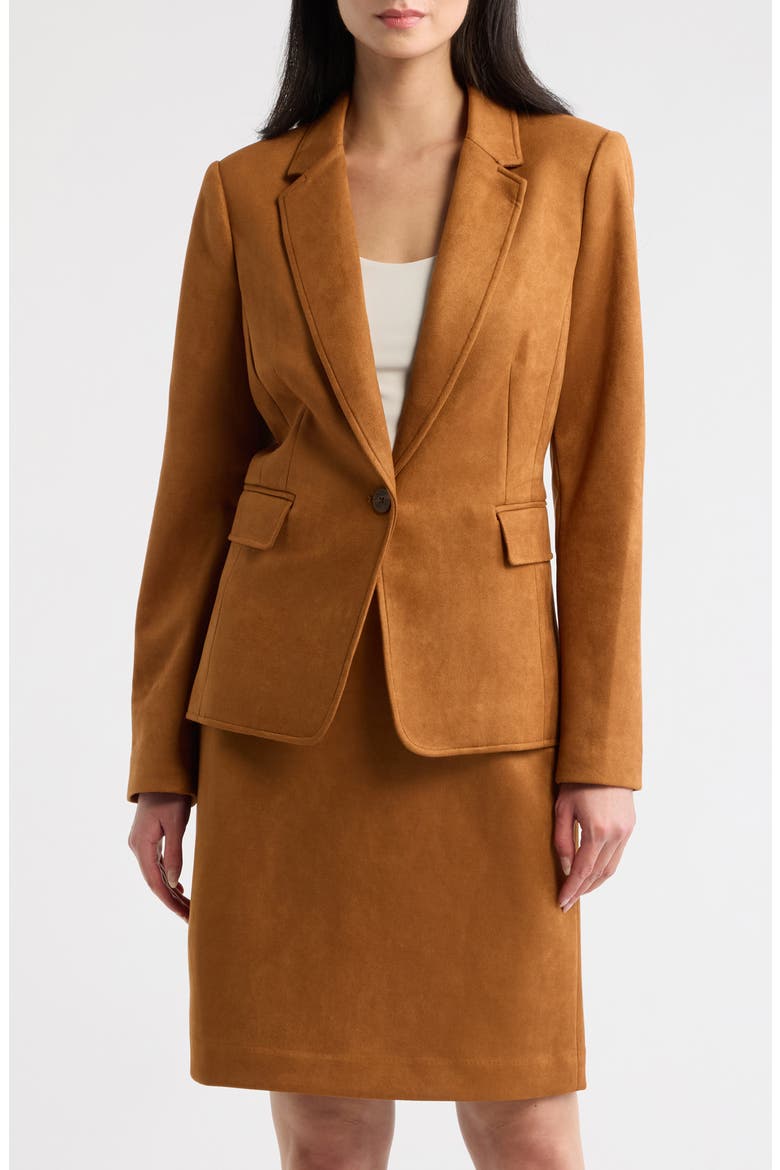 Faux Suede Blazer, Main, color, LUGGAGE