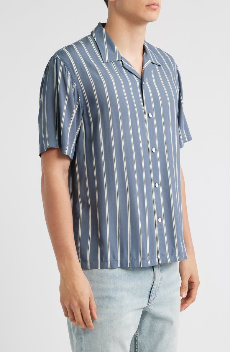 rag & bone Avery Viscose Camp Shirt, Alternate, color, Blue Stripe