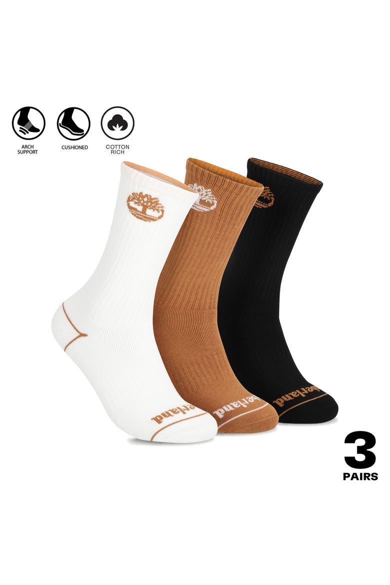 3-Pack Contrast Logo Crew Socks, Alternate, color, WHEAT