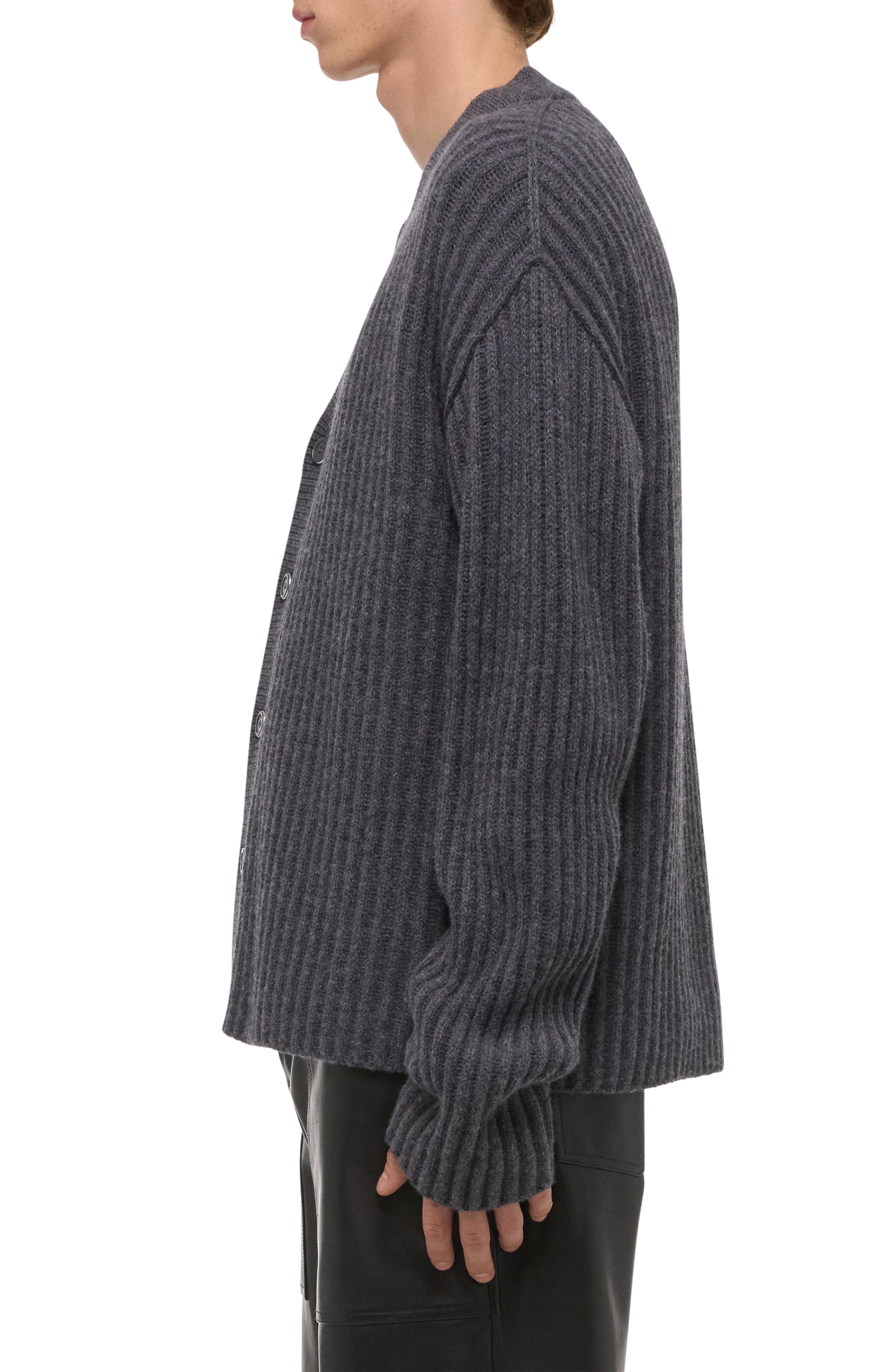 Helmut Lang Zephir Oversize Ribbed Wool Blend Cardigan (Men