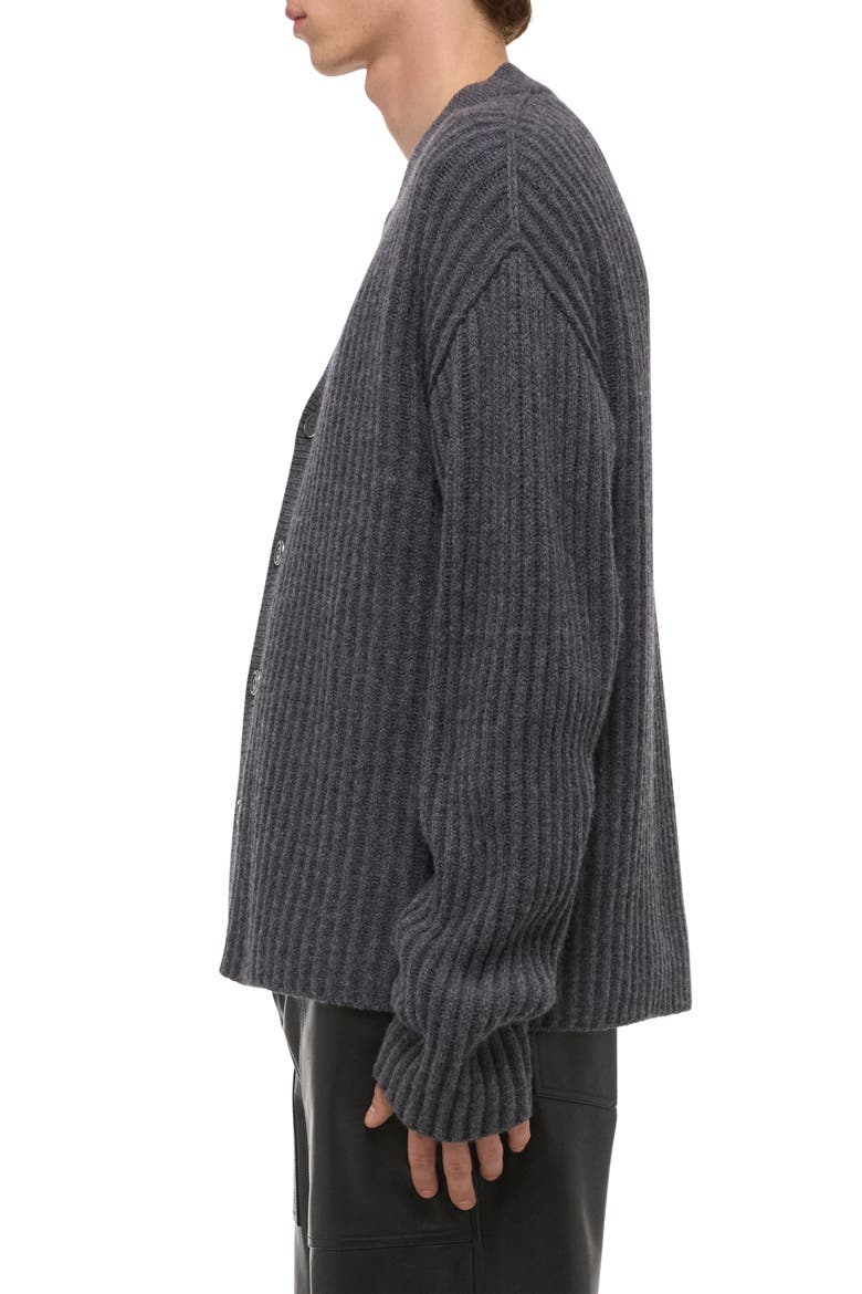 Zephir Oversize Ribbed Wool Blend Cardigan, Alternate, color, CHARCOAL
