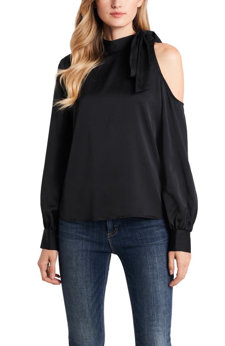Vince Camuto Single Cold Shoulder Tie Neck Top, Main, color,