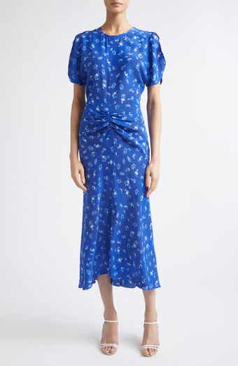 Bela Floral Ruched Silk Midi Dress