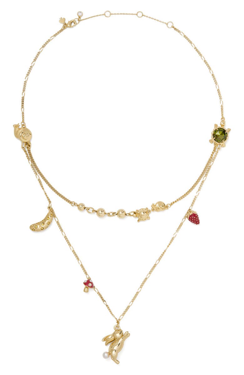 Kate Spade New York secret garden charm necklace, Main, color, Gold Multi