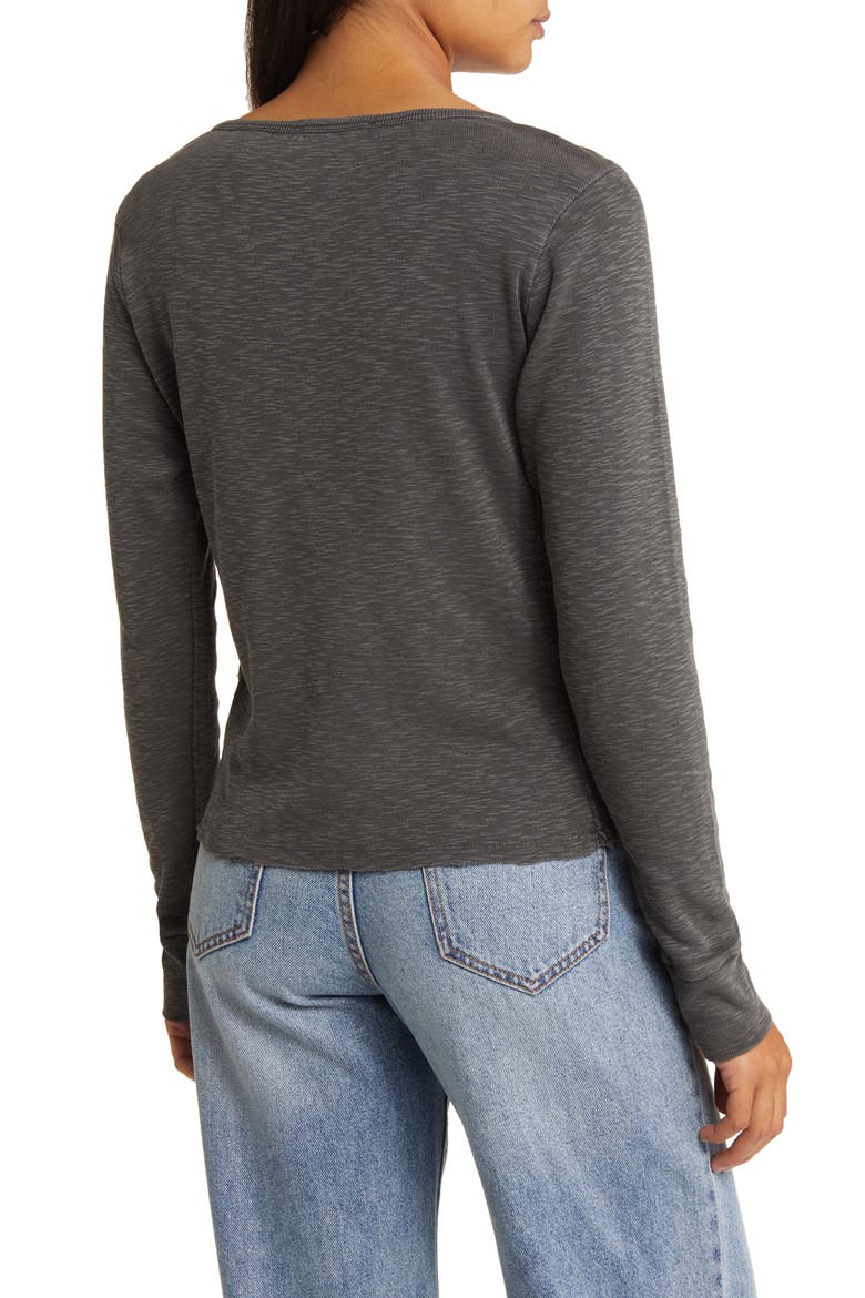 Long Sleeve Cotton Henley, Alternate, color, RAVEN