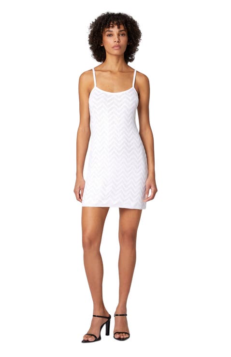 Tonal Chevron Sleeveless Mini-dress