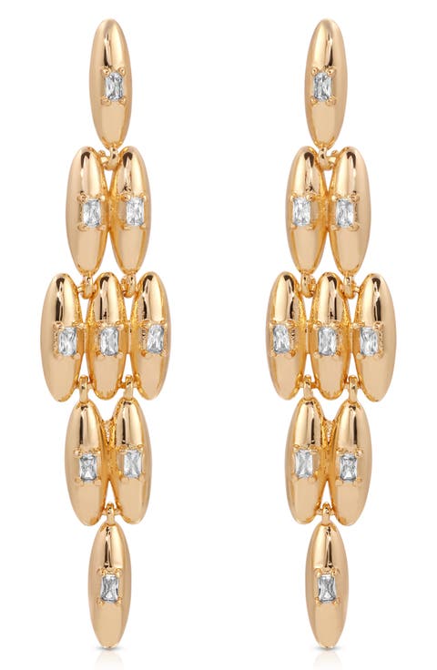 Baguette Cubic Zirconia Oval Chandelier Earrings