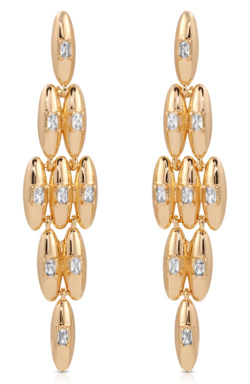 Ettika Baguette Cubic Zirconia Oval Chandelier Earrings in Gold 